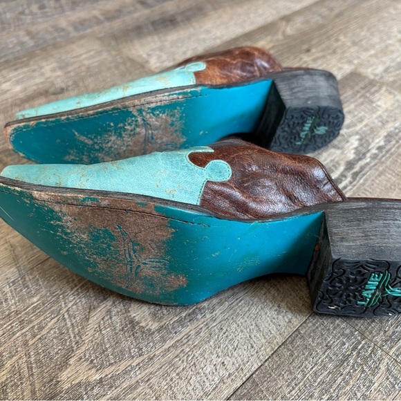 Lane Women's Brown and Turquoise Mules - Picture 4 of 5